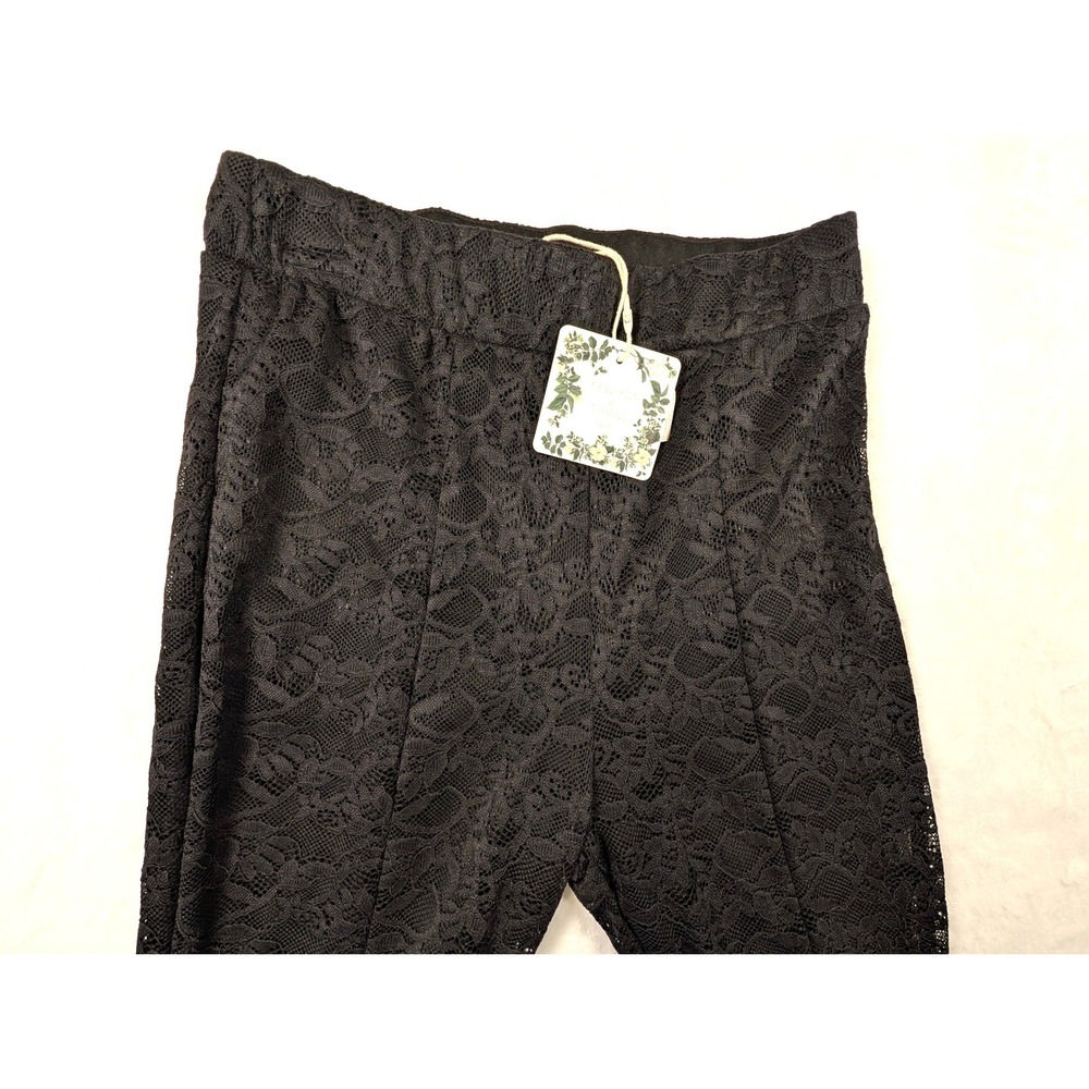 Chelsea Violet Black Floral Lace Bell Bottom Flare Pants Girls Size Medium 10/12 - Picture 9 of 12